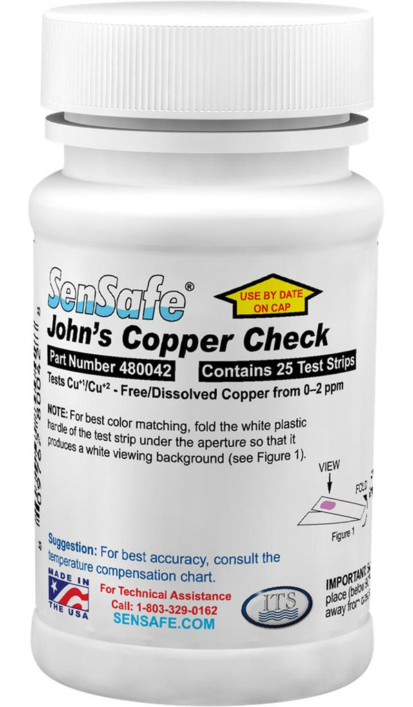 SenSafe® John's Copper Check 0-2ppm (Bottle of 25 tests) - Nano Clean Water Testing (Europe)