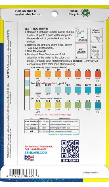 Pool Check® 3in1 Eco pack (Total Alkalinity, Free Chlorine/Bromine & pH) Pool & Spa. - Nano Clean Water Testing (Europe)