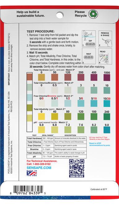 Pool Check® 5in1 Eco pack (Total Hardness, Free Chlorine/Bromine, Total Chlorine, Total Alkalinity, pH) Pool & Spa. - Nano Clean Water Testing (Europe)