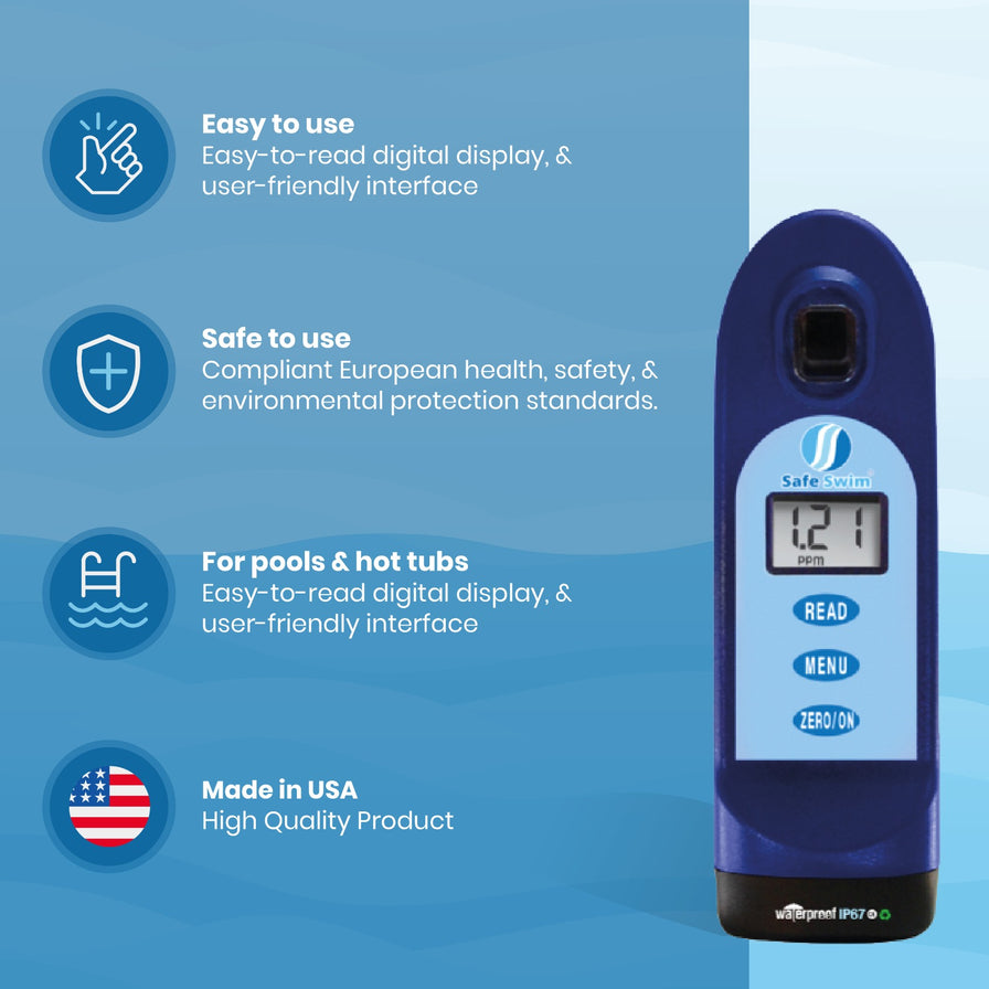 Swimming Pool Testing Plug Safe Swim® Meter - Digital Testing for Pools & Hot Tubs - Free Chlorin ...