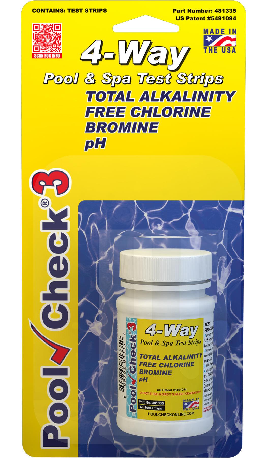PoolCheck® 3in1 (50 test strips Total Alkalinity, Free Chlorine/Bromine & pH) Pool & Spa. - Nano Clean Water Testing (Europe)